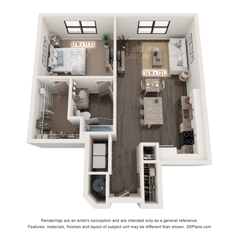 1 bed 1 bath B at The Augustan, Augusta, Georgia